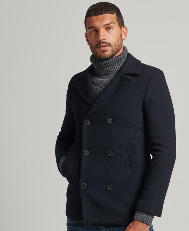 uy Superdry hombres chaquetón corto de mezcla de lana Armada DT2N8Z1146 ropa
