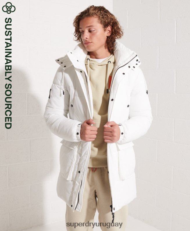uy Superdry hombres parka capitonada expedición blanco DT2N8Z4483 ropa