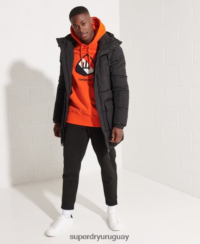 uy Superdry hombres parka capitonada expedición negro DT2N8Z4512 ropa