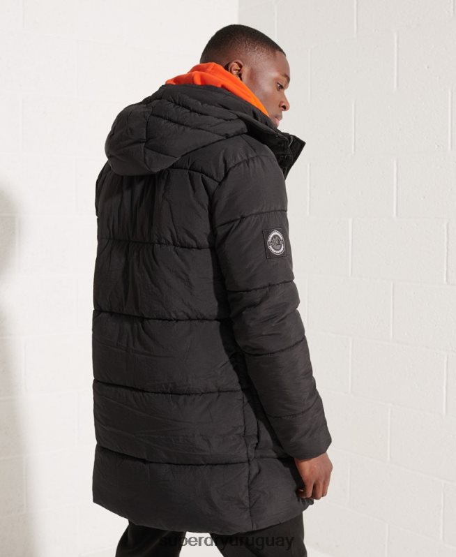 uy Superdry hombres parka capitonada expedición negro DT2N8Z4512 ropa