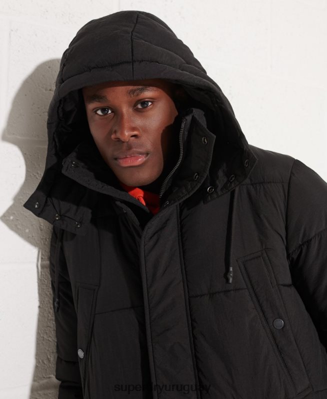 uy Superdry hombres parka capitonada expedición negro DT2N8Z4512 ropa