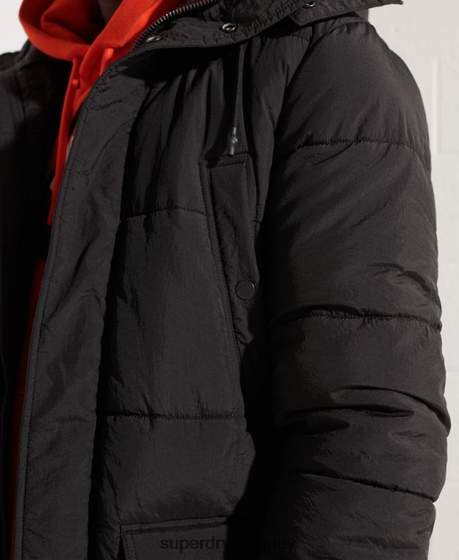 uy Superdry hombres parka capitonada expedición negro DT2N8Z4512 ropa