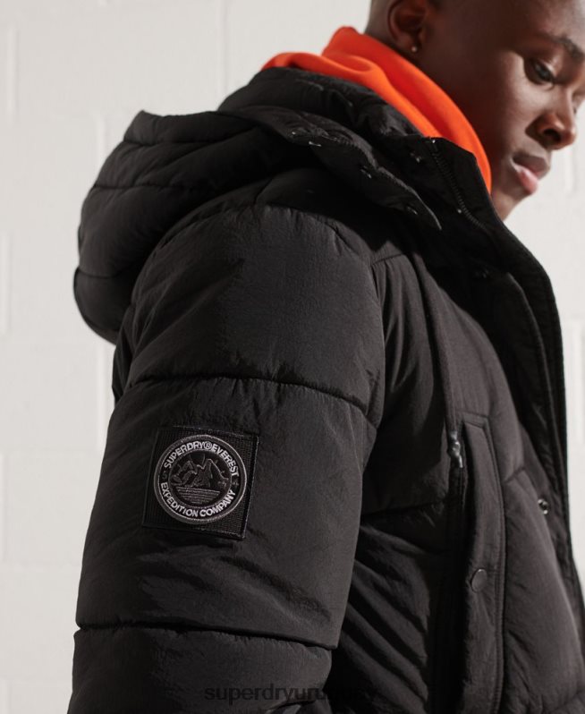 uy Superdry hombres parka capitonada expedición negro DT2N8Z4512 ropa