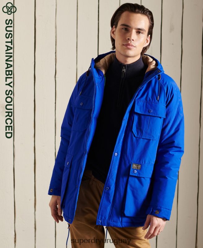 uy Superdry hombres parka capitonada montaña azul DT2N8Z4684 ropa