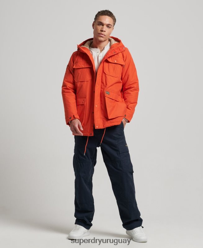 uy Superdry hombres parka capitonada montaña naranja DT2N8Z4532 ropa