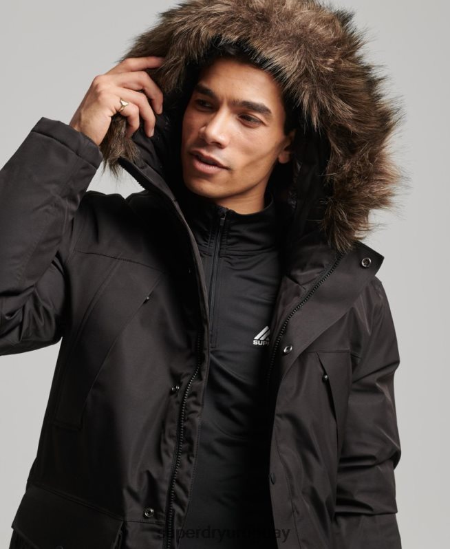 uy Superdry hombres parka con plumón everest para la nieve negro DT2N8Z4643 ropa