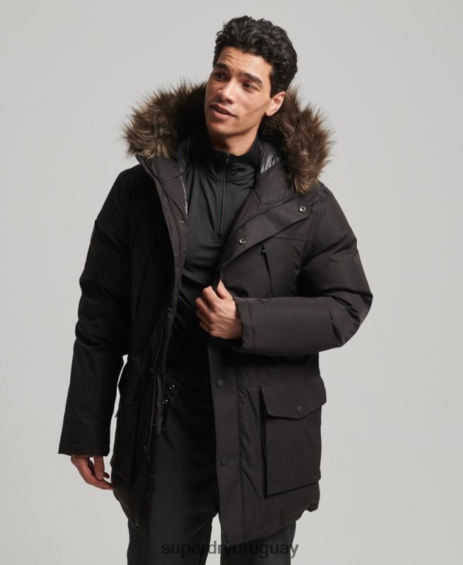 uy Superdry hombres parka con plumón everest para la nieve negro DT2N8Z4643 ropa