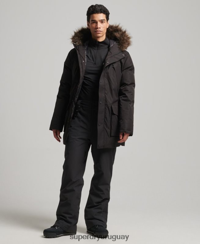 uy Superdry hombres parka con plumón everest para la nieve negro DT2N8Z4643 ropa