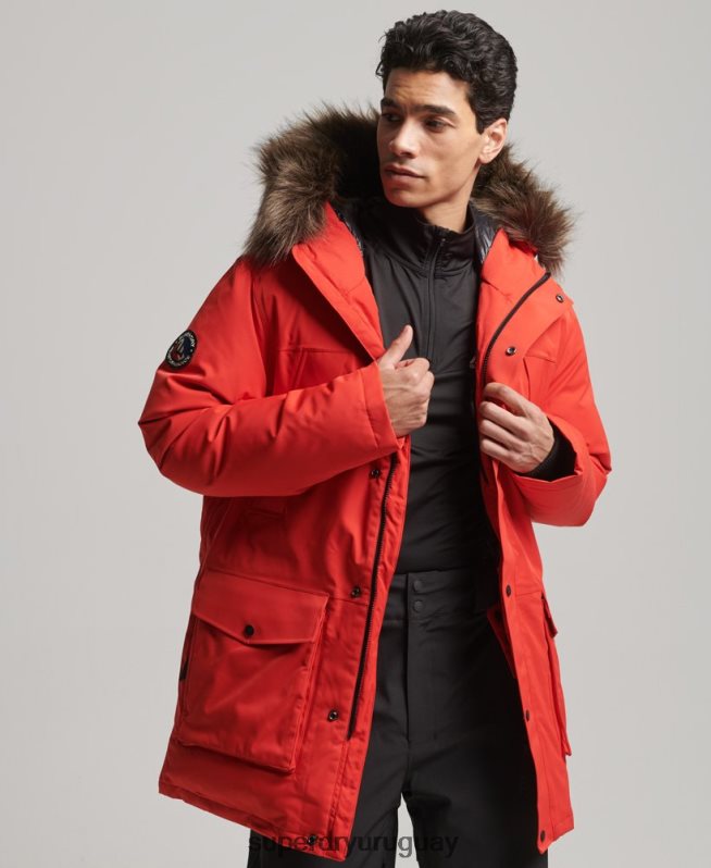 uy Superdry hombres parka con plumón everest para la nieve rojo DT2N8Z4515 ropa