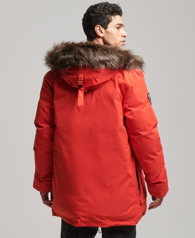 uy Superdry hombres parka con plumón everest para la nieve rojo DT2N8Z4515 ropa