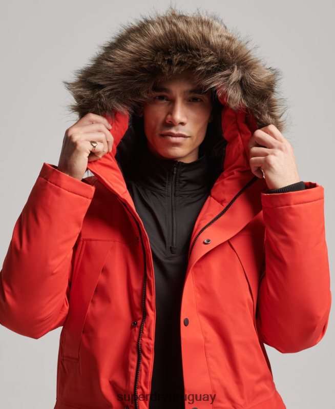 uy Superdry hombres parka con plumón everest para la nieve rojo DT2N8Z4515 ropa
