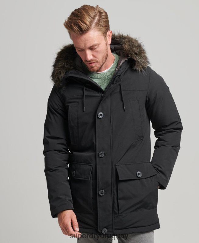 uy Superdry hombres parka de plumón de rookie gris oscuro DT2N8Z4577 ropa