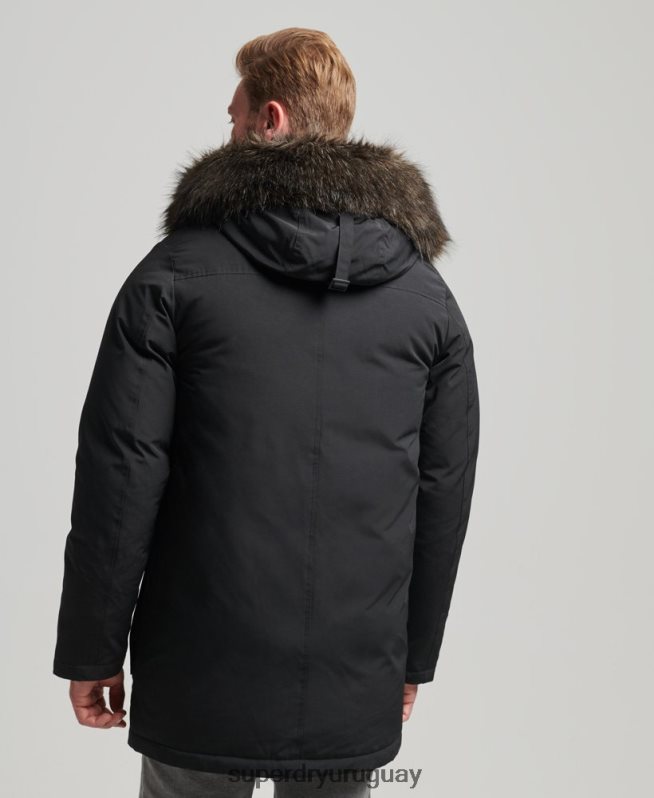 uy Superdry hombres parka de plumón de rookie gris oscuro DT2N8Z4577 ropa