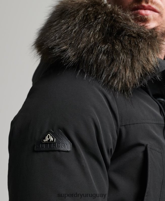uy Superdry hombres parka de plumón de rookie gris oscuro DT2N8Z4577 ropa