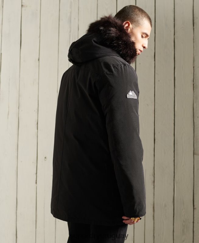 uy Superdry hombres parka de plumón de rookie negro DT2N8Z4734 ropa