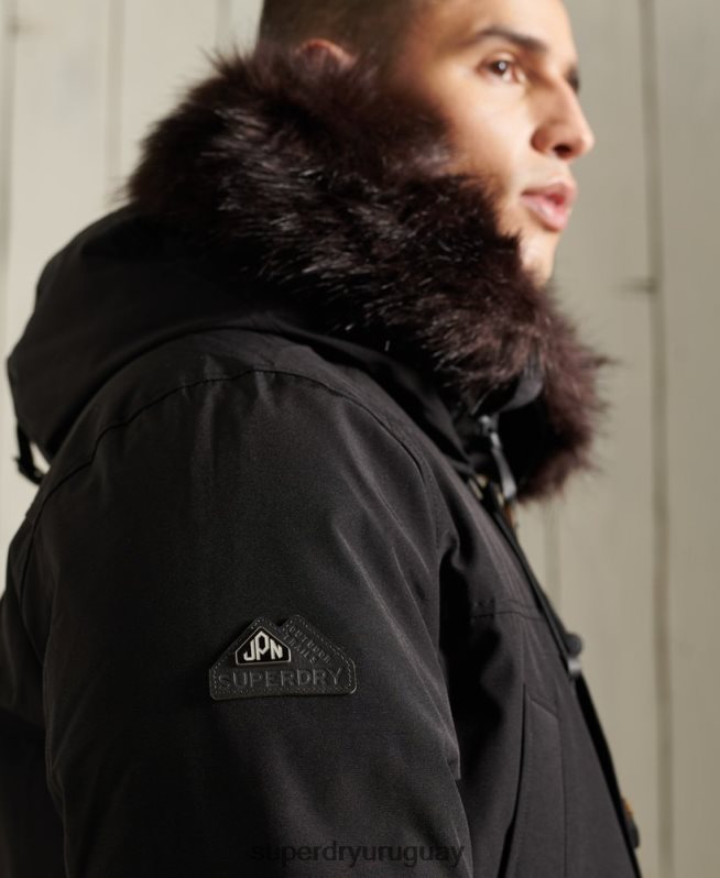 uy Superdry hombres parka de plumón de rookie negro DT2N8Z4734 ropa