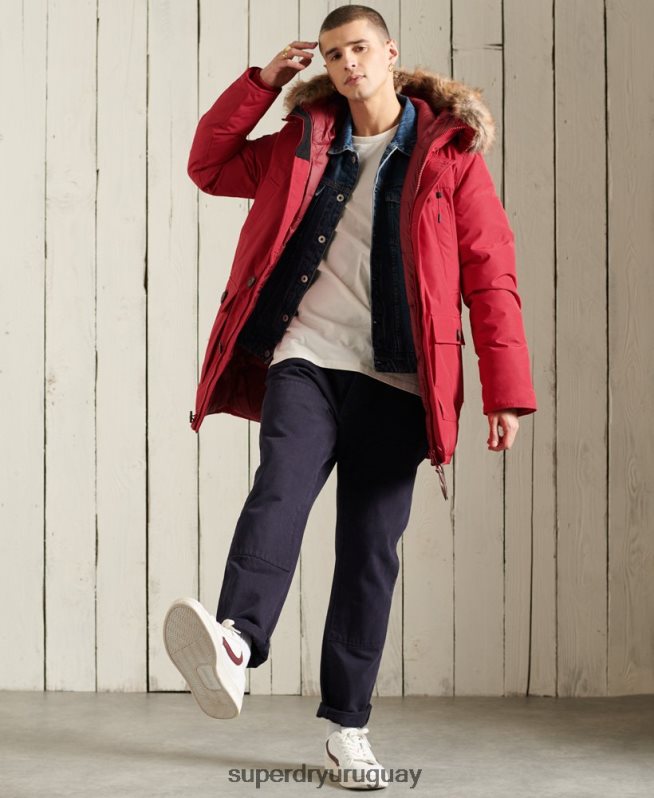 uy Superdry hombres parka de plumón de rookie rojo DT2N8Z1175 ropa