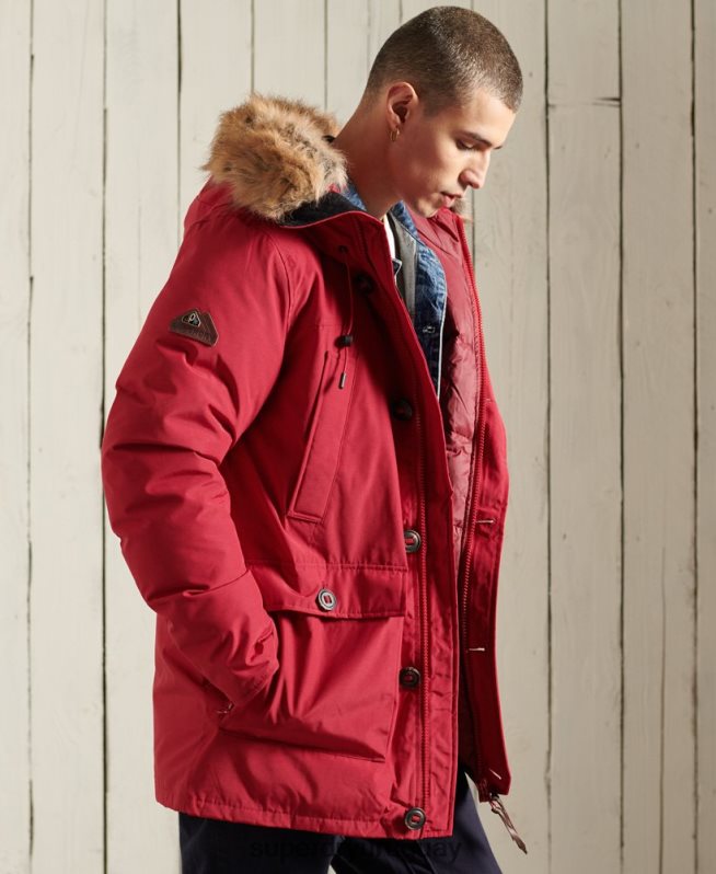 uy Superdry hombres parka de plumón de rookie rojo DT2N8Z1175 ropa