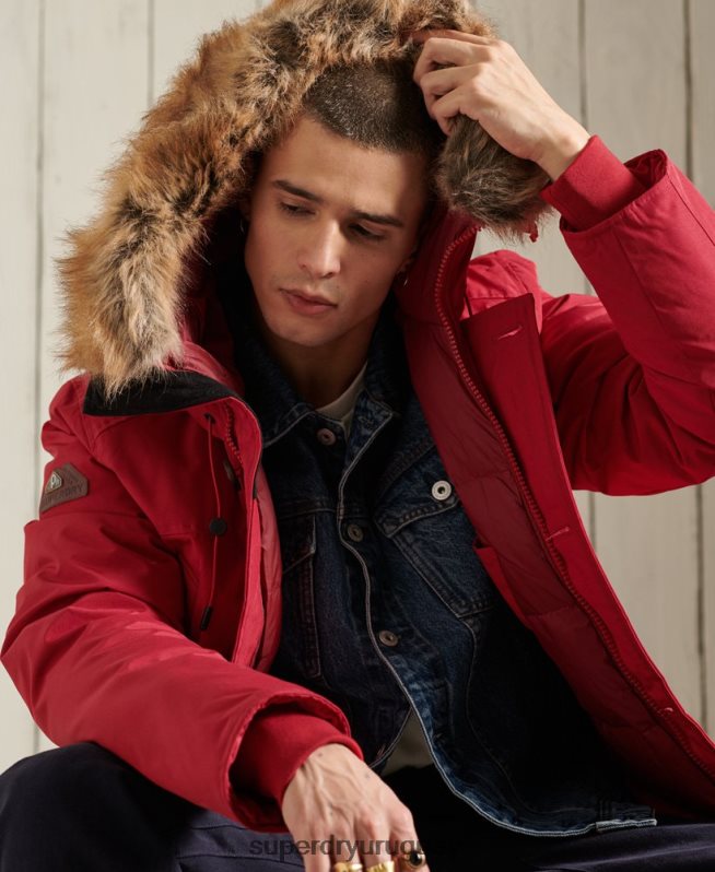 uy Superdry hombres parka de plumón de rookie rojo DT2N8Z1175 ropa