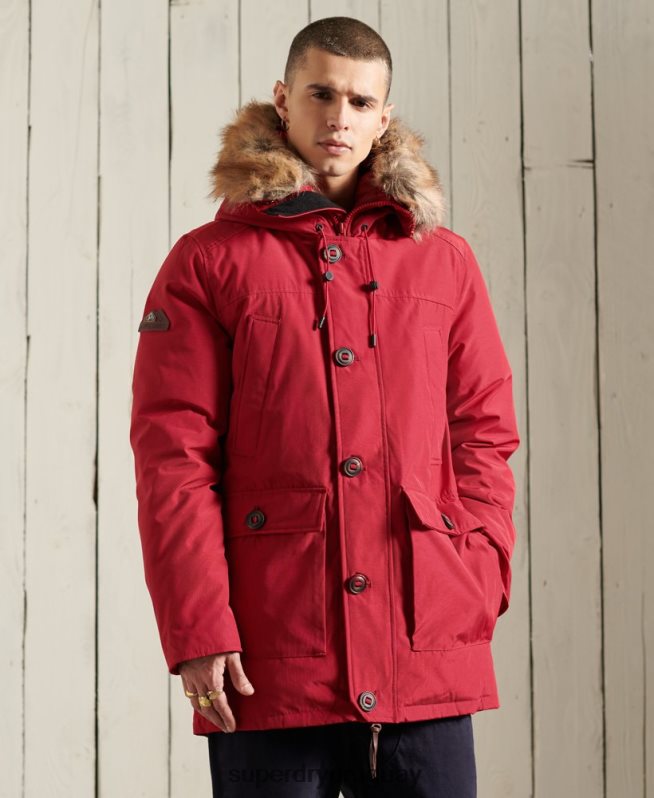 uy Superdry hombres parka de plumón de rookie rojo DT2N8Z1175 ropa