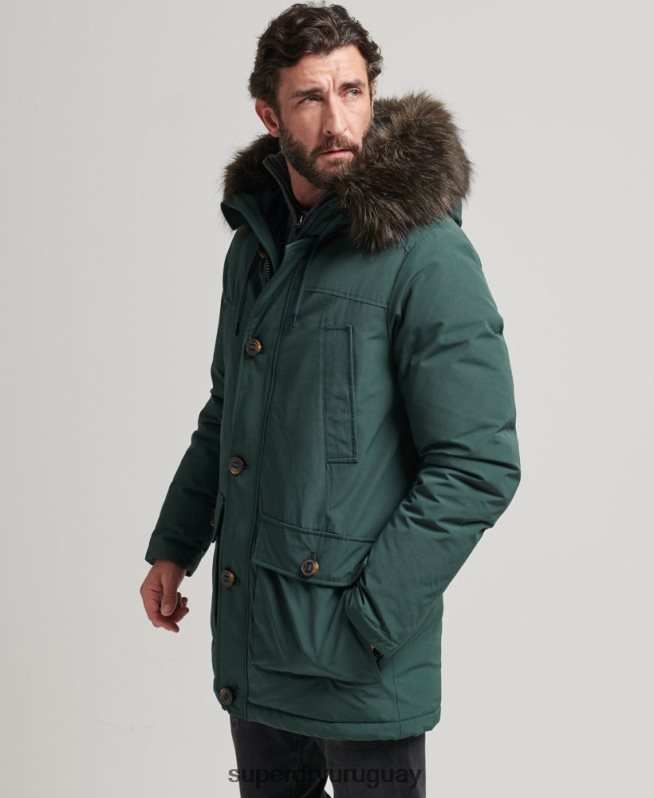 uy Superdry hombres parka de plumón de rookie verde DT2N8Z4525 ropa
