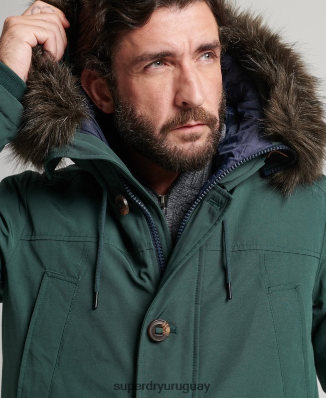 uy Superdry hombres parka de plumón de rookie verde DT2N8Z4525 ropa