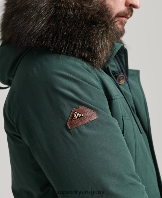 uy Superdry hombres parka de plumón de rookie verde DT2N8Z4525 ropa