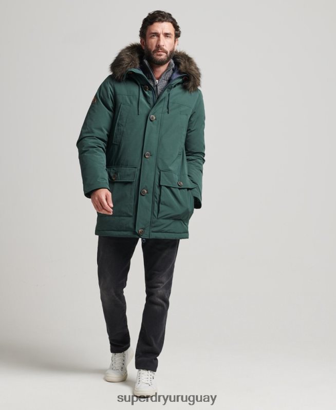 uy Superdry hombres parka de plumón de rookie verde DT2N8Z4525 ropa