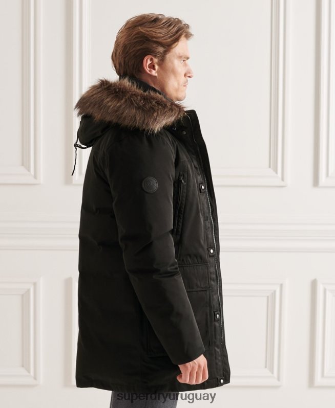 uy Superdry hombres parka de plumón de studios everest negro DT2N8Z4742 ropa