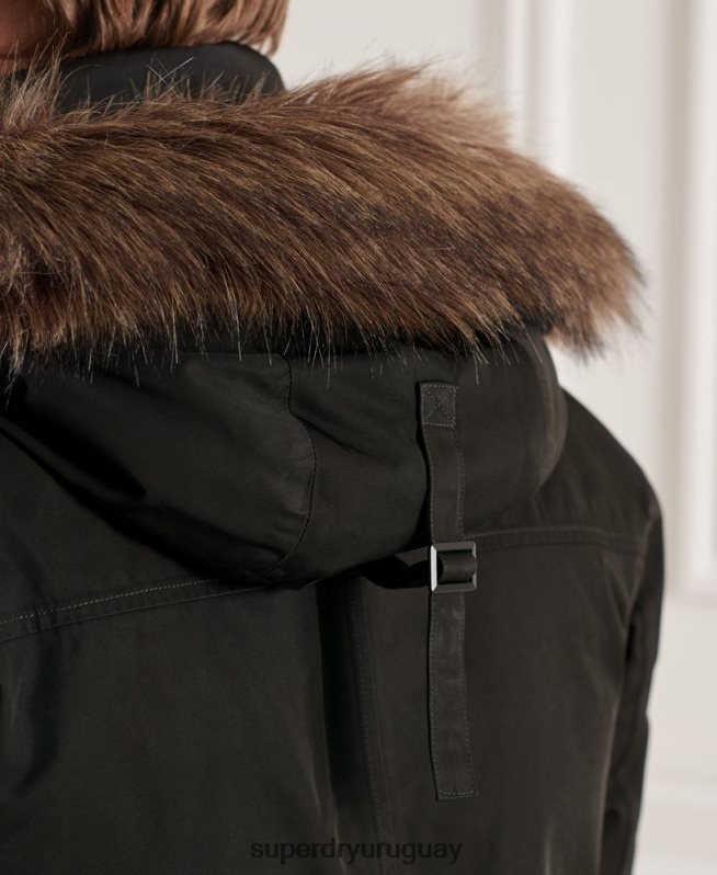 uy Superdry hombres parka de plumón de studios everest negro DT2N8Z4742 ropa
