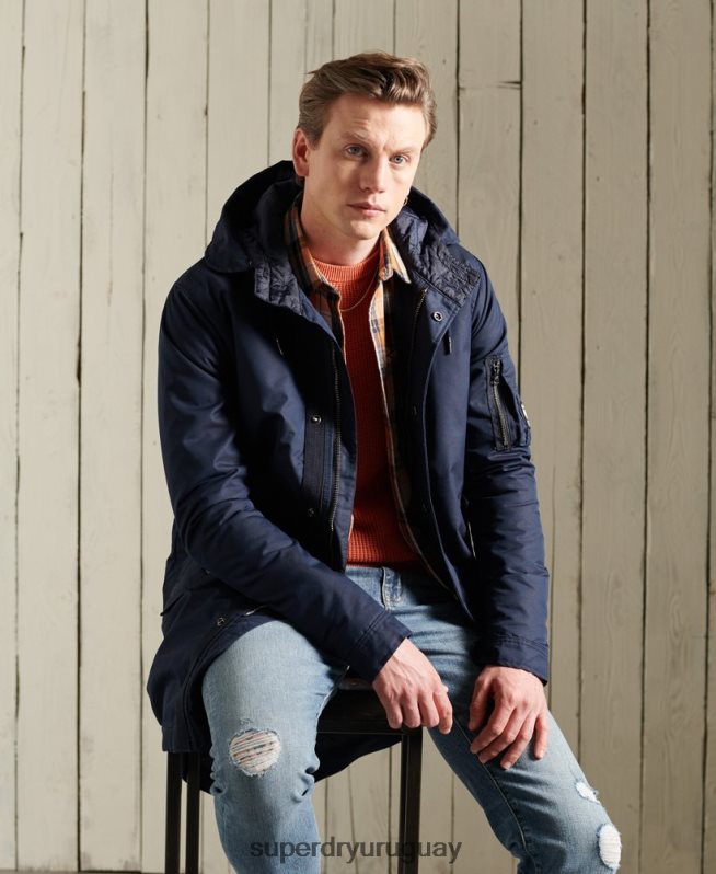 uy Superdry hombres parka de servicio de peso medio azul DT2N8Z4760 ropa
