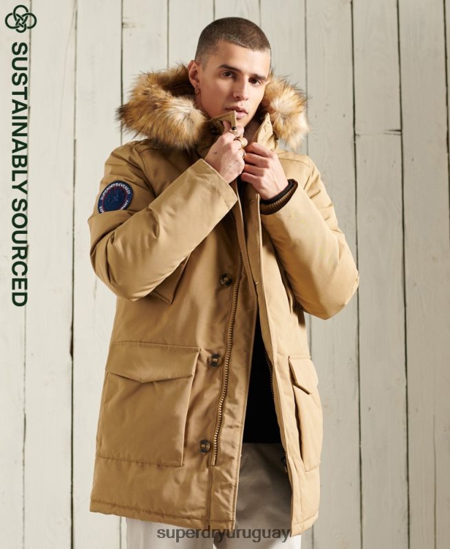 uy Superdry hombres parka everest beige DT2N8Z1079 ropa
