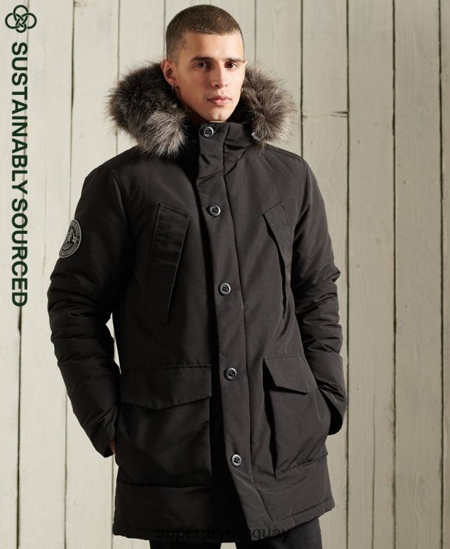 uy Superdry hombres parka everest negro DT2N8Z1157 ropa