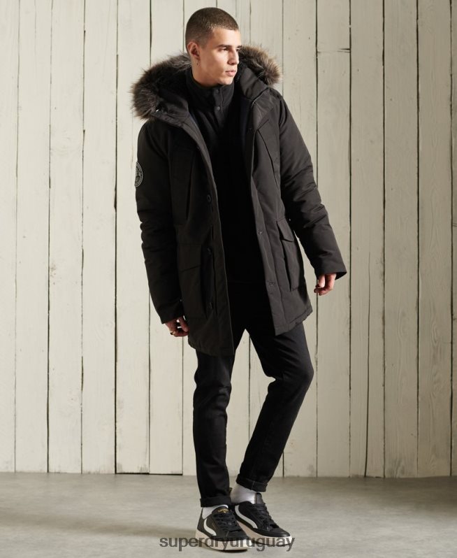 uy Superdry hombres parka everest negro DT2N8Z1157 ropa