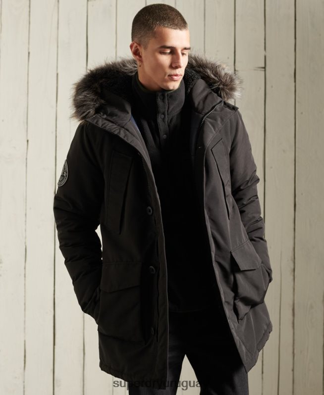 uy Superdry hombres parka everest negro DT2N8Z1157 ropa