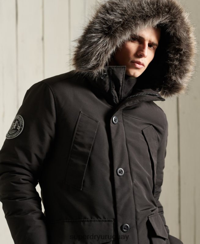 uy Superdry hombres parka everest negro DT2N8Z1157 ropa