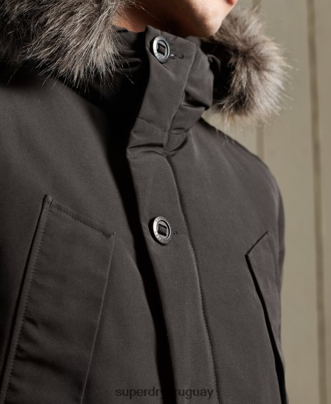 uy Superdry hombres parka everest negro DT2N8Z1157 ropa