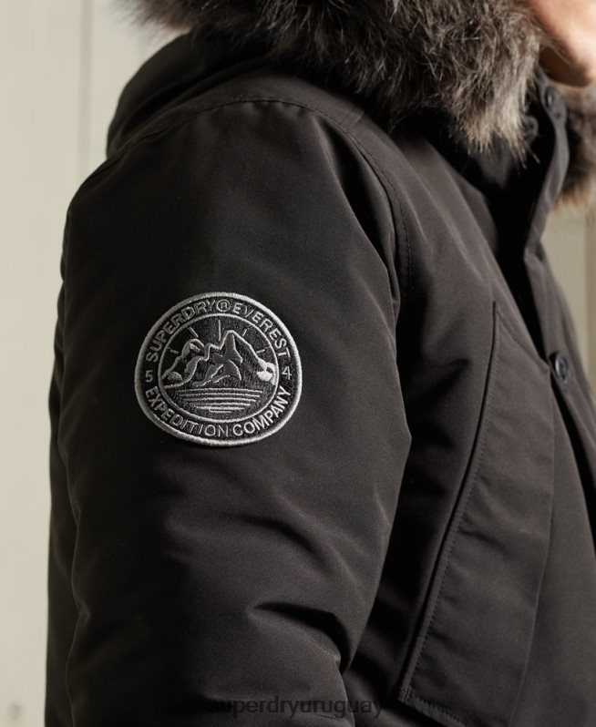 uy Superdry hombres parka everest negro DT2N8Z1157 ropa
