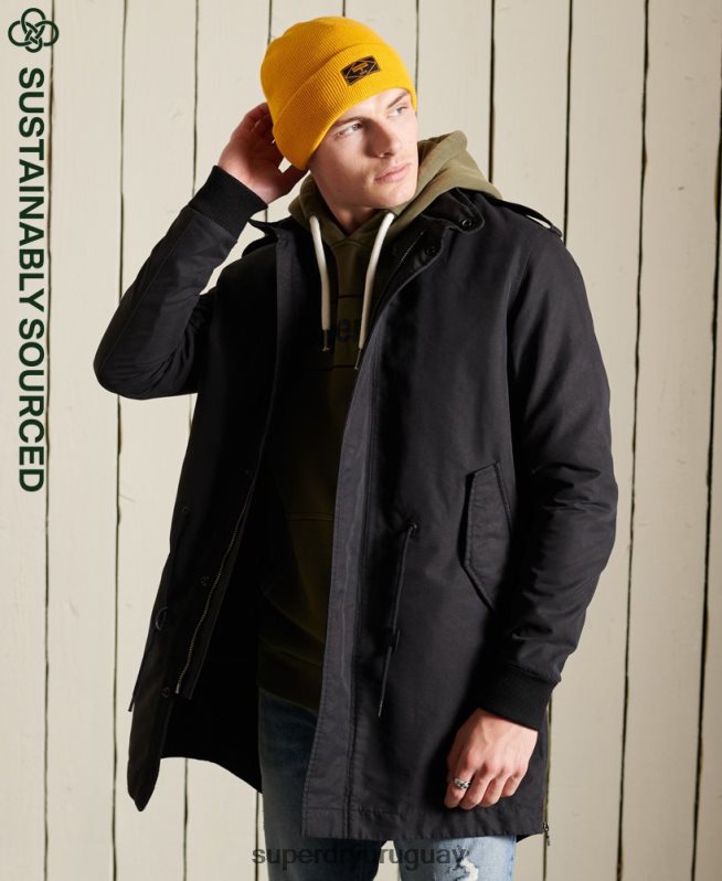 uy Superdry hombres parka premium militar gris oscuro DT2N8Z4576 ropa