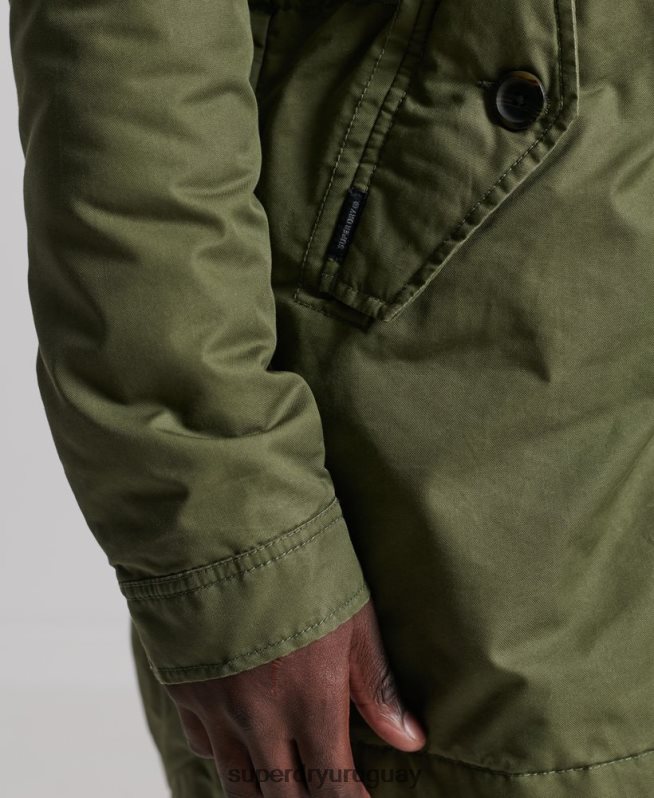 uy Superdry hombres parka service con ribete de piel sintética caqui DT2N8Z4493 ropa
