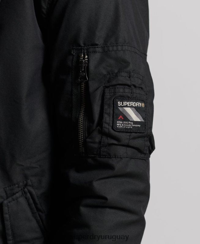 uy Superdry hombres parka service con ribete de piel sintética gris oscuro DT2N8Z1171 ropa