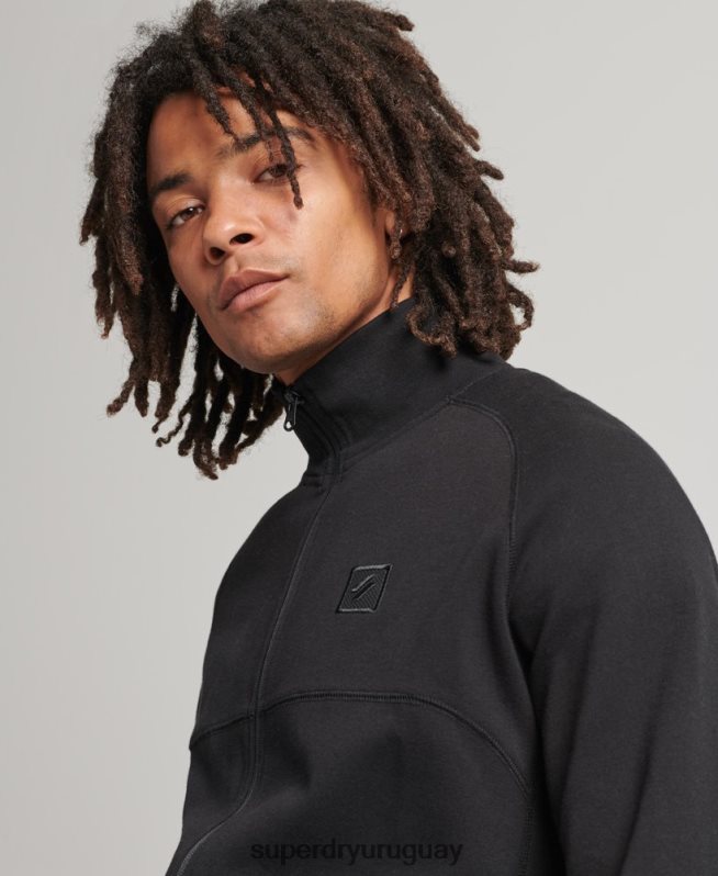 uy Superdry hombres parte superior de la pista de tecnología negro DT2N8Z5087 ropa