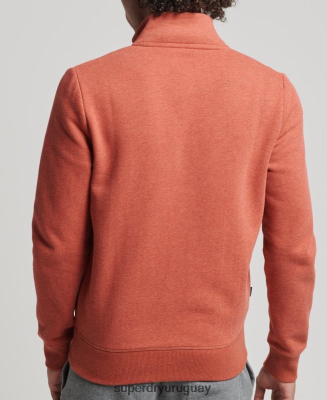 uy Superdry hombres top deportivo de algodón orgánico con cremallera y logo vintage marrón DT2N8Z5066 ropa