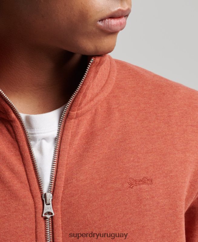 uy Superdry hombres top deportivo de algodón orgánico con cremallera y logo vintage marrón DT2N8Z5066 ropa