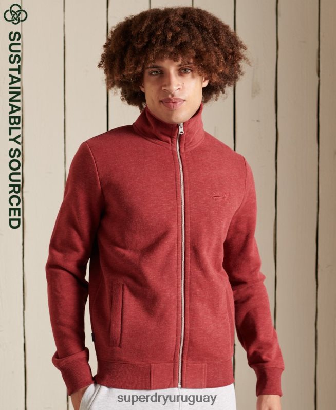 uy Superdry hombres top deportivo de algodón orgánico con cremallera y logo vintage rojo DT2N8Z5168 ropa
