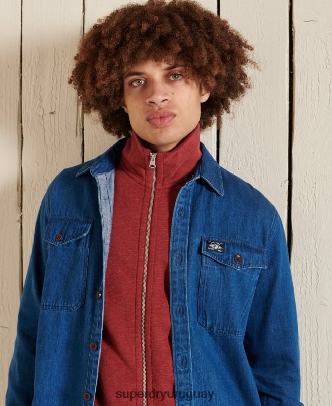 uy Superdry hombres top deportivo de algodón orgánico con cremallera y logo vintage rojo DT2N8Z5168 ropa