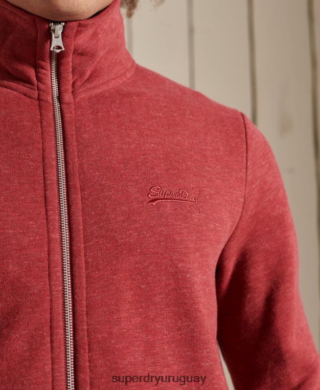 uy Superdry hombres top deportivo de algodón orgánico con cremallera y logo vintage rojo DT2N8Z5168 ropa