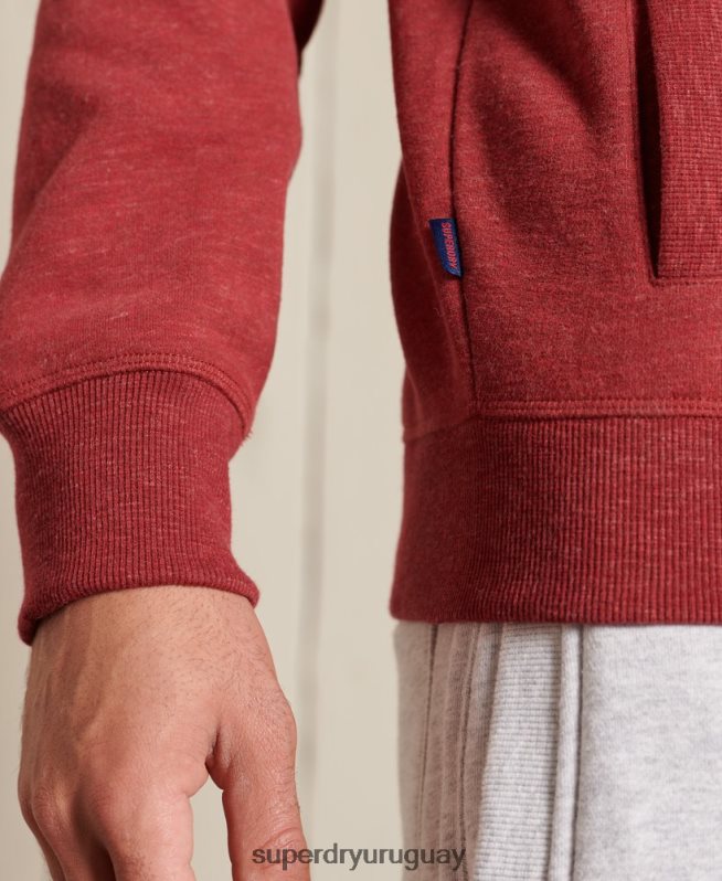 uy Superdry hombres top deportivo de algodón orgánico con cremallera y logo vintage rojo DT2N8Z5168 ropa