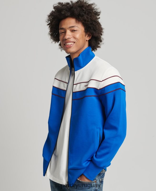uy Superdry hombres top deportivo vintage con cremallera azul DT2N8Z822 ropa