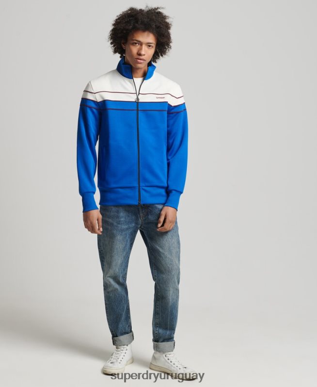 uy Superdry hombres top deportivo vintage con cremallera azul DT2N8Z822 ropa